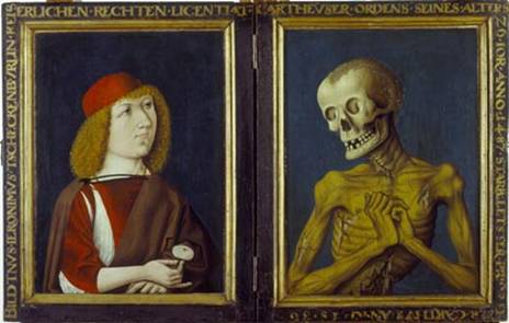 Anonyme, Double portrait macabre de Hieronymus Tschekkenbürlin_1487